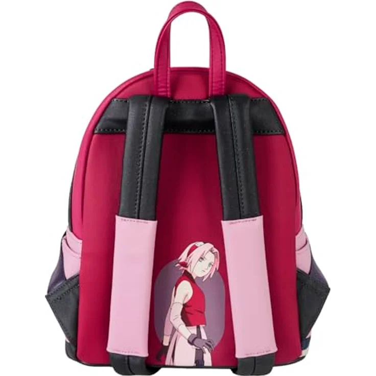 Loungefly Naruto Sakura Cosplay Outfit Mini Rucksack, Veganleder mit Reißverschlusstasche, 22,9 x 26,7 x 11,4 cm – Bild 3