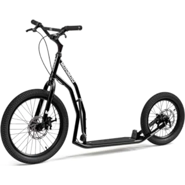 Yedoo Mezeq Tretroller, Geländetaugliches Offroad-Modell mit 20"/16" Rädern, schwarz, bis 150 kg belastbar, höhenverstellbarer Lenker
