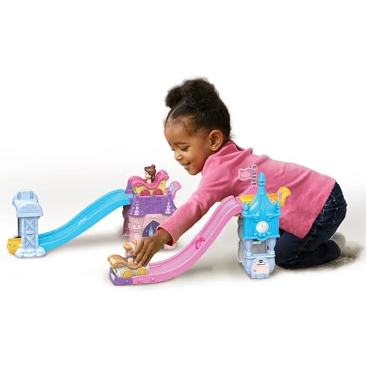VTech Tut Tut Baby Flitzer – Prinzessinnen 3-in-1-Zauberschloss mit Doppelrutsche und Cinderellas Hochzeitskutsche, interaktiv und erweiterbar – Bild 6
