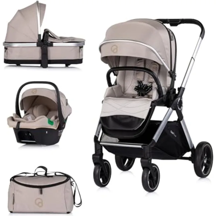 Chipolino Euphoria 3in1 Kombikinderwagen, umbaubar und klappbar, beige