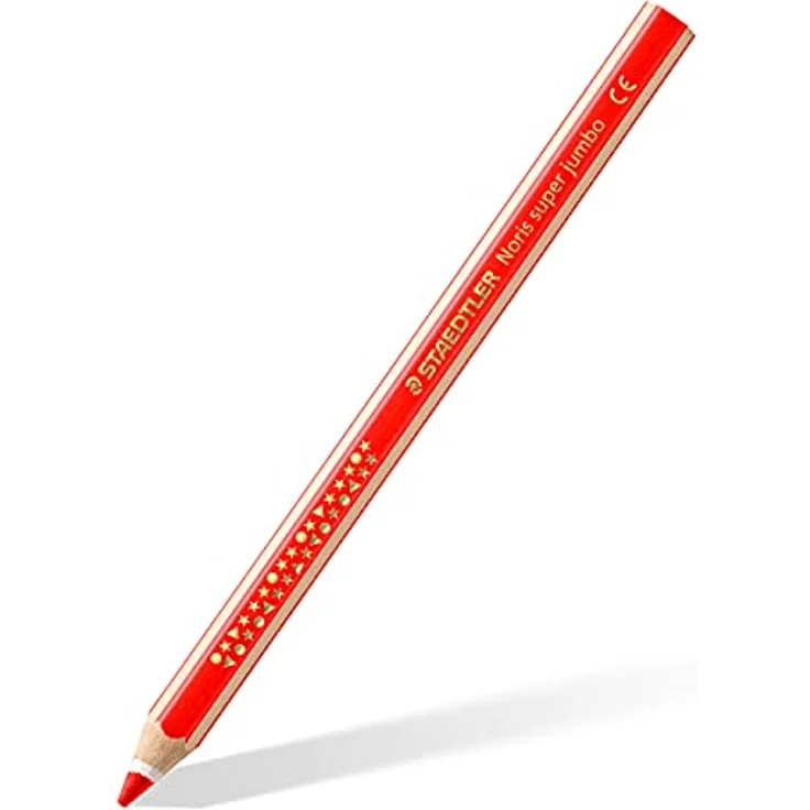 STAEDTLER Buntstift Noris super jumbo, erhöhte Bruchfestigkeit, Sechskantform, ABS-System, attraktive Sternchenprägung, Set mit 12 brillanten Farben und einem Spitzer, 129 NC12P1, 12 Stück (1er Pack) – Bild 2
