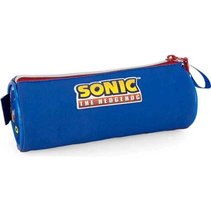 Clondo Schlampermäppchen Jungen für Sonic Fan – Rundes Stifteetui aus 600D Polyester mit robustem Reißverschluss (21x8 cm) – Bild 2