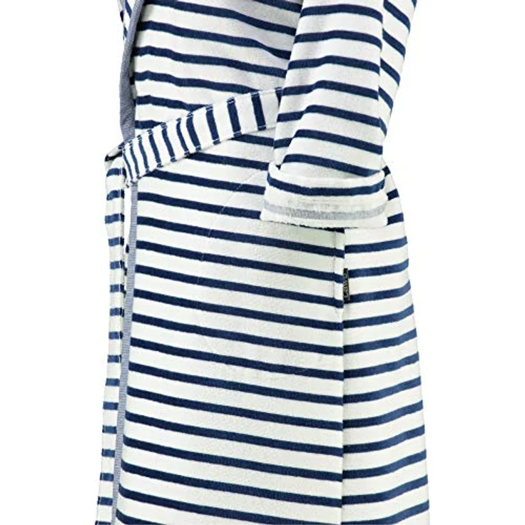Cawö Damenbademantel 6596, Kurzform, extraleichte Walkvelours-Qualität, Schalkragen, Gürtel, Gestreift – Bild 5