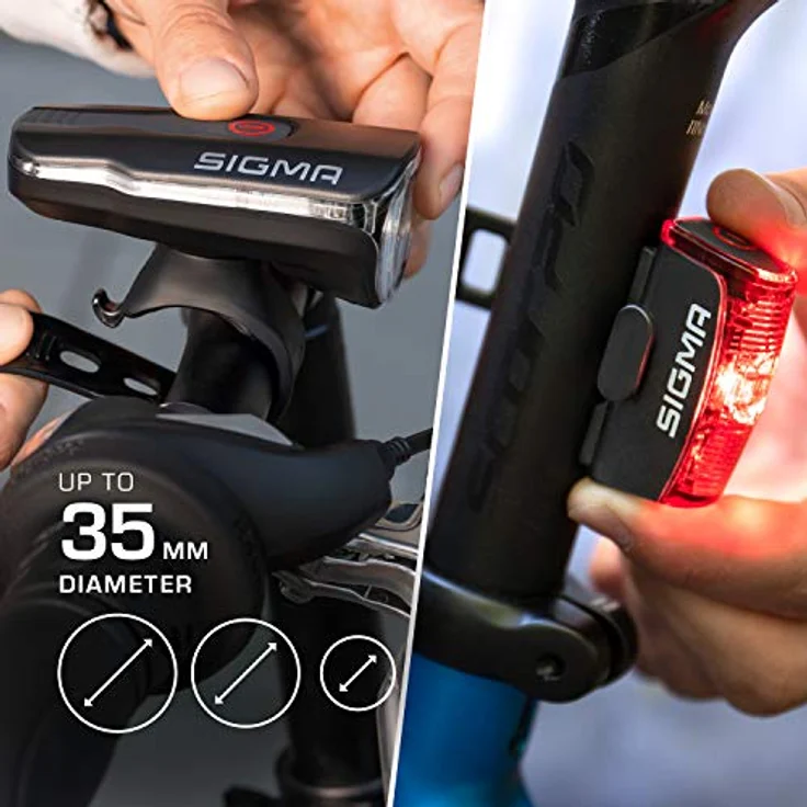SIGMA SPORT - LED Fahrradlicht Set AURA 60 und INFINITY | StVZO zugelassenes, akkubetriebenes Vorderlicht und Rücklicht – Bild 4