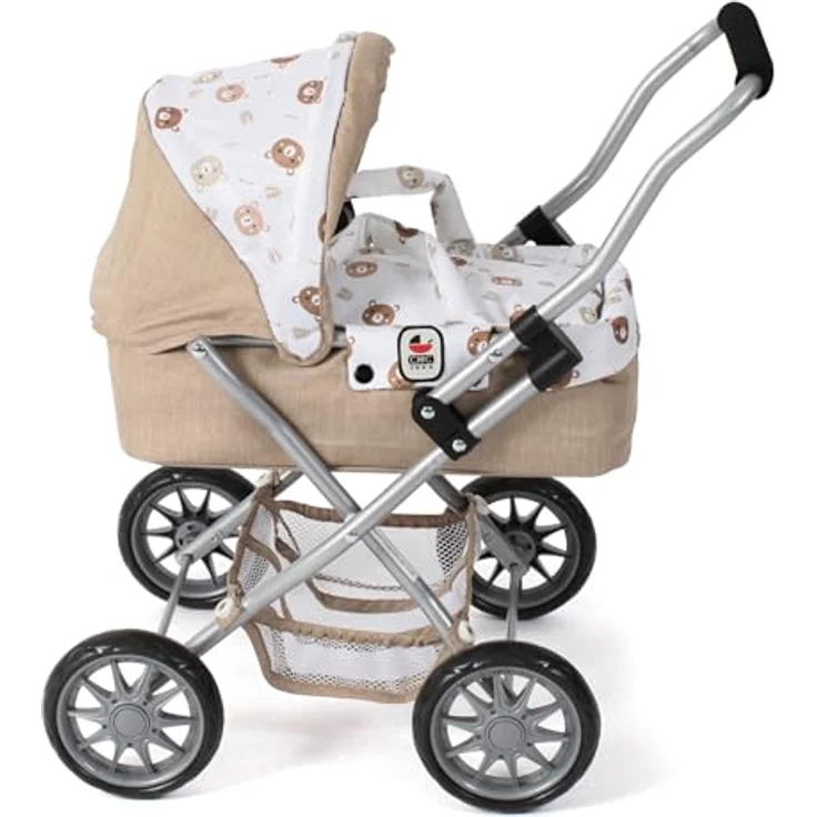 Bayer Chic 2000 - Puppenwagen Smarty, Mini-Puppenwagen für Kinder ab 2 Jahren, Bärchen beige, mit herausnehmbarer Tragetasche – Bild 2