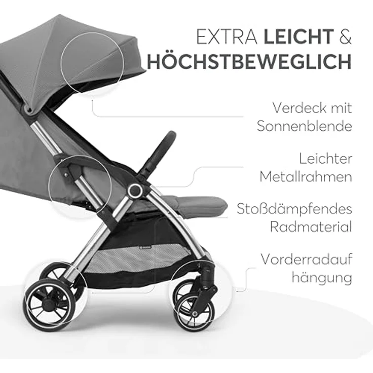 Kikkaboo Kinder-Buggy Kinderwagen, Buggy Eden 22 kg, Federung Regenschutz zusammenklappbar – Bild 8