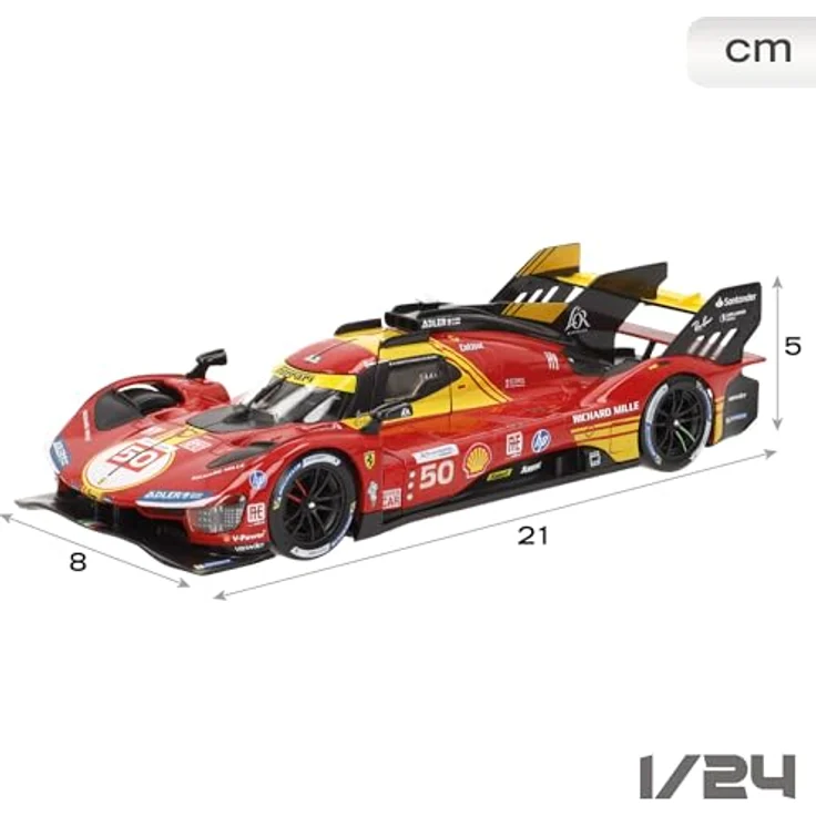 Bburago Ferrari Racing 499P, Detailgetreues 1/24 Modellauto aus Zinkguss, rot – Bild 6