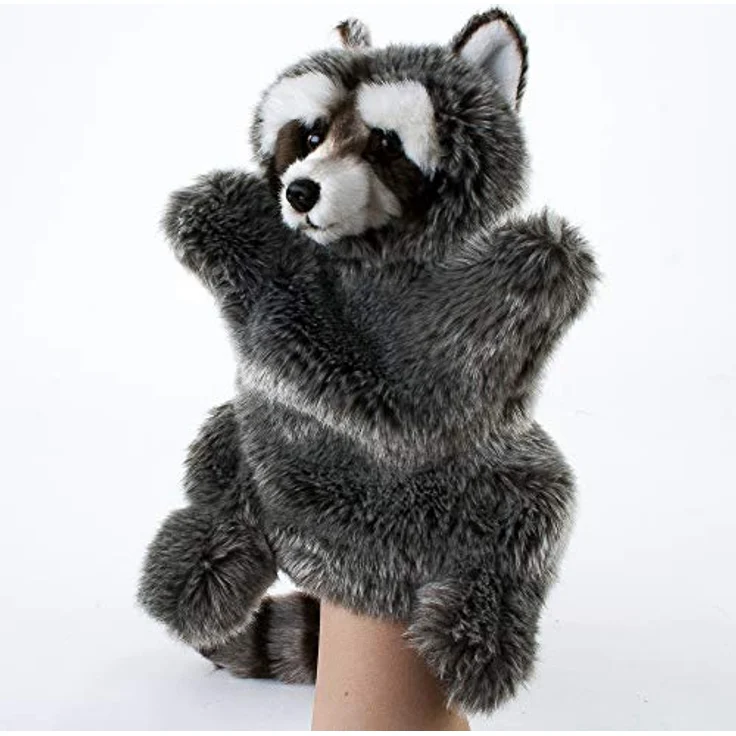 Teddys Rothenburg Handpuppe Waschbär, kuschelweiches Plüsch, grau/weiß/braun, 28 cm, waschbar bis 30°C – Bild 3