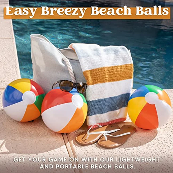 JOYIN Regenbogen Strand Bälle, 12er Pack aufblasbare 30 cm Wasserbälle für Sommer Spiele, geeignet für Kinder ab 36 Monaten – Bild 3
