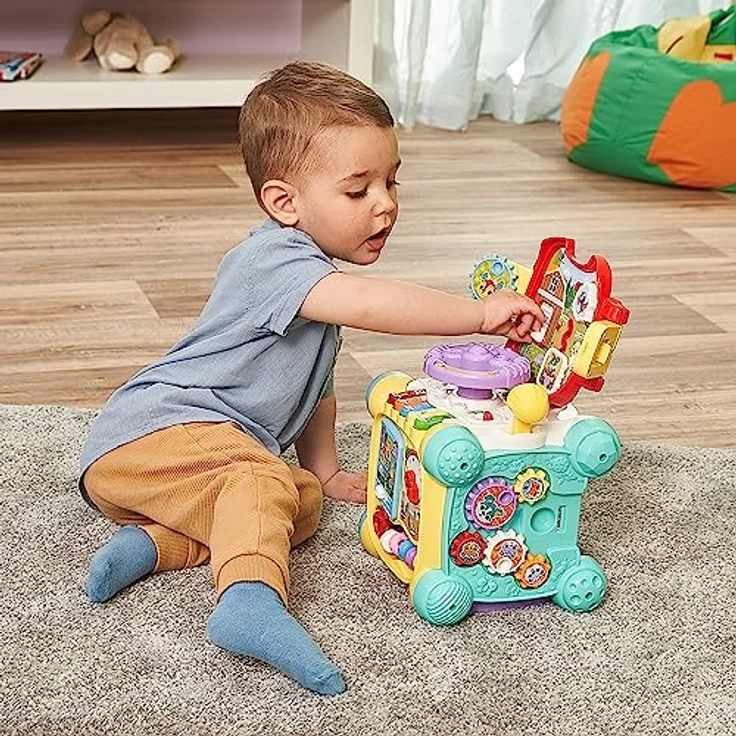 VTech Baby Spielspaß-Entdeckerwürfel – Interaktiver Spielwürfel mit Musik, Formen und beweglichen Elementen – Für Kinder von 12-36 Monaten – Bild 4
