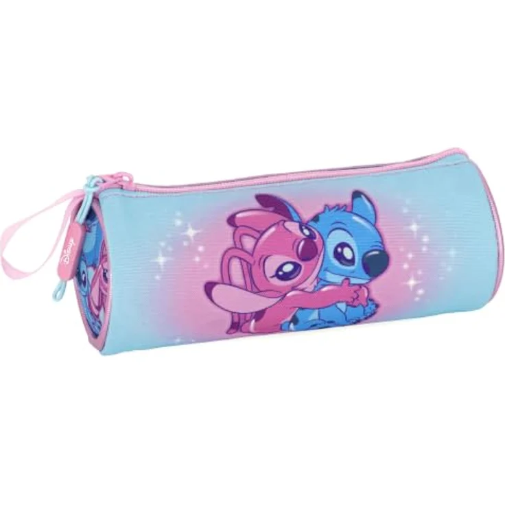 Clondo Schlampermäppchen Mädchen Stitch Fan, rundes Federmäppchen für die Schule, 600D Polyester, 21x8 cm, robuster Reißverschluss, ideales Geschenk für 6-12-Jährige – Bild 1