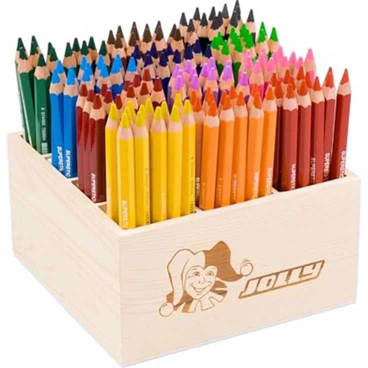 JOLLY Classpack - Wood, X-Big, Basic colours, 144 Farbstiften, 12 Grundfarben, Bruchfest und Ungiftig