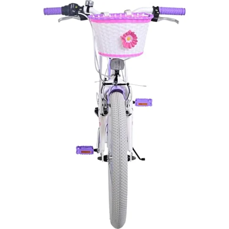 Volare Kinderfahrrad 20 ZOLL Mädchen Rad LOVELY 7 Gänge 22125, Korb, Seitenständer, Gepäckträger, lila-weiß – Bild 6