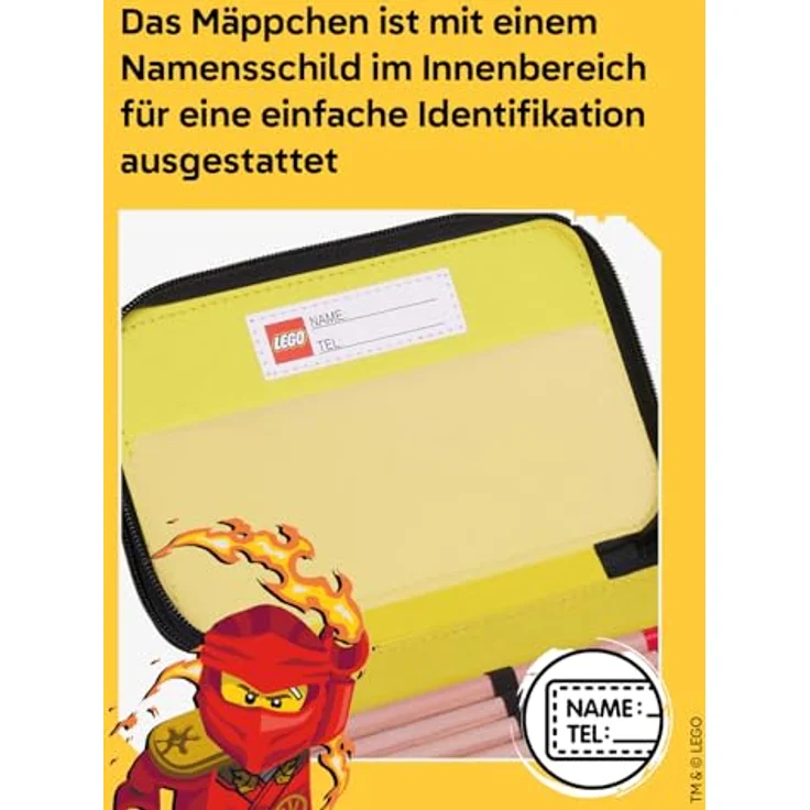 SKANDO BAGS LEGO® NINJAGO® Spinjitzu Master, 3-Fach Federmäppchen für Jungen mit Schulzubehör, 1 L, 19,5 x 6,5 x 13 cm – Bild 5