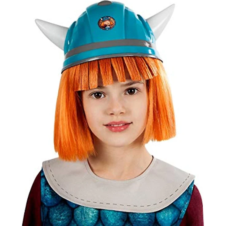 Maskworld Wickie der schlaue Wikinger-Junge - Kinder-Kostüm mit Perücke und Helm - 6-teilig - Lilafarbene Tunika - Karneval-Verkleidung (110-116) – Bild 3