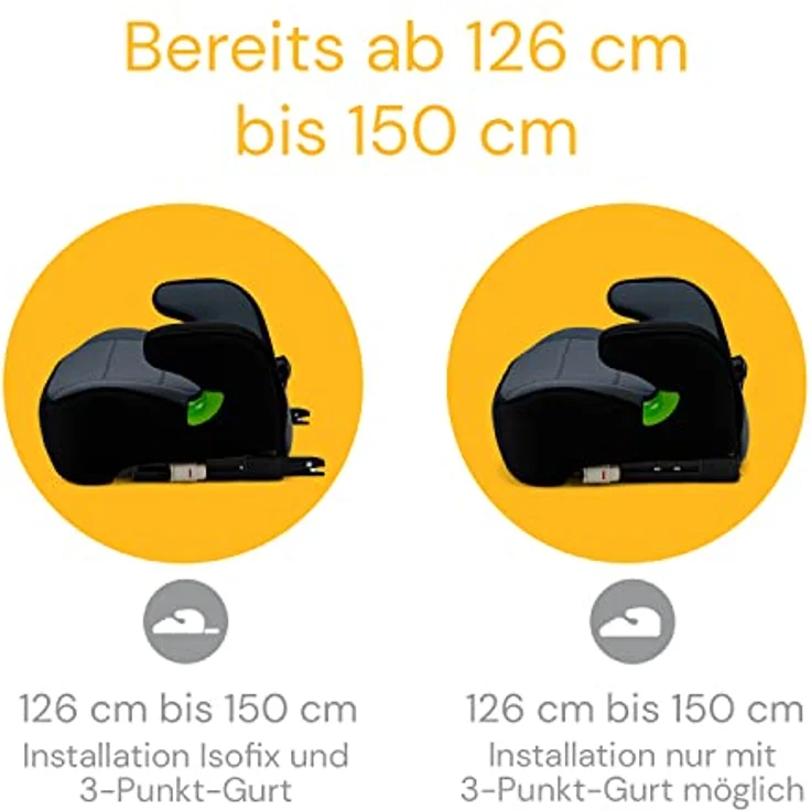 Osann Autokindersitz Osann Junior Isofix mit Gurtfix, Kinderautositz (15-36 kg), Modernes Design, Nero – Bild 5