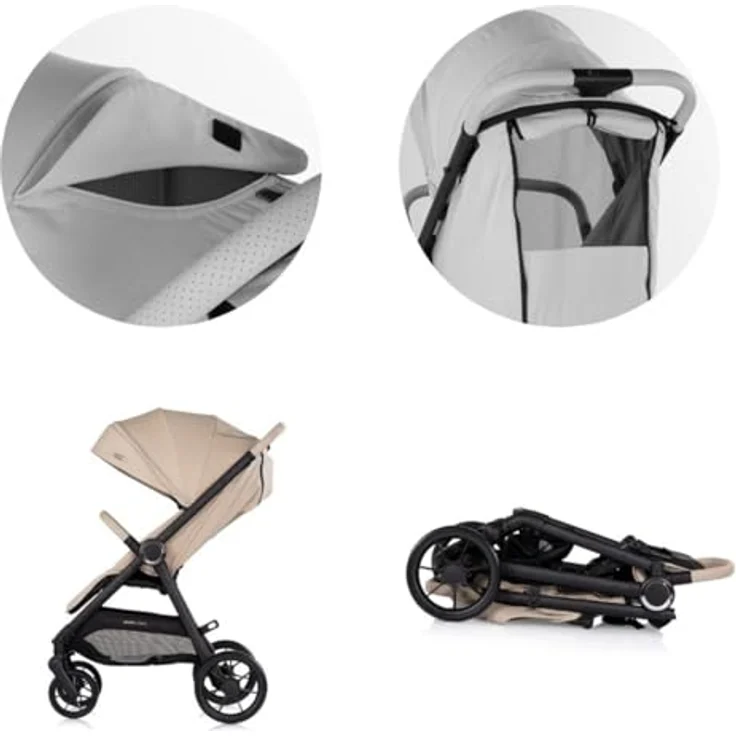 Chipolino Ultera Buggy, klappbarer Kinderwagen mit Federung, 5-Punkt-Sicherheitsgurt, Ablagekorb, braun – Bild 4