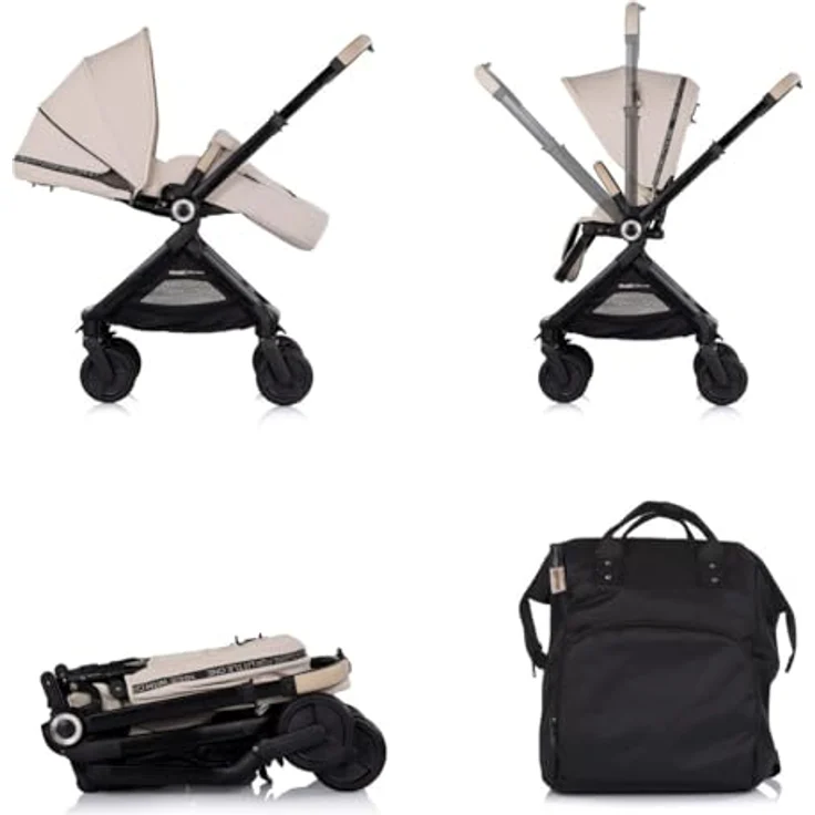 Chipolino Kombikinderwagen 3 in 1 Elite next GEN, Babyschale und Babywanne mit Sonnendach, verstellbare Rückenlehne, beige – Bild 3