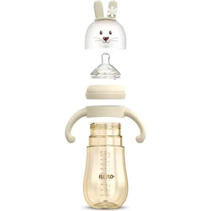 NENO Mio 6 m+ Babyflasche, 300 ml mit Haltegriffen, cremefarben, spülmaschinengeeignet – Bild 5