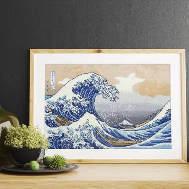 DIAMOND DOTZ 2592467 Original 5D Diamond Painting Squares Set, Welle vor Kanagawa, mit quadratischen Glitzersteinen, 57 x 39 cm, für Erwachsene und Kinder ab 12 Jahren, Intermediate, Silk-Touch-Finish – Bild 3