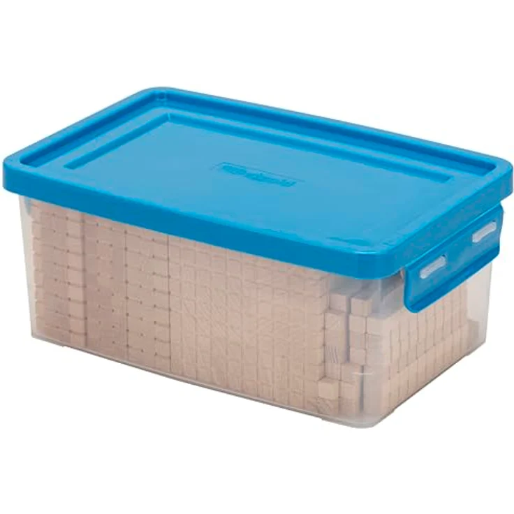 Betzold Zehnersystemsatz, Lernspielzeug aus massiver Buche für Mathematik mit 100 Einerwürfeln, 20 Zehnerstangen, 10 Hunderterplatten und 1 Tausenderblock – Bild 3