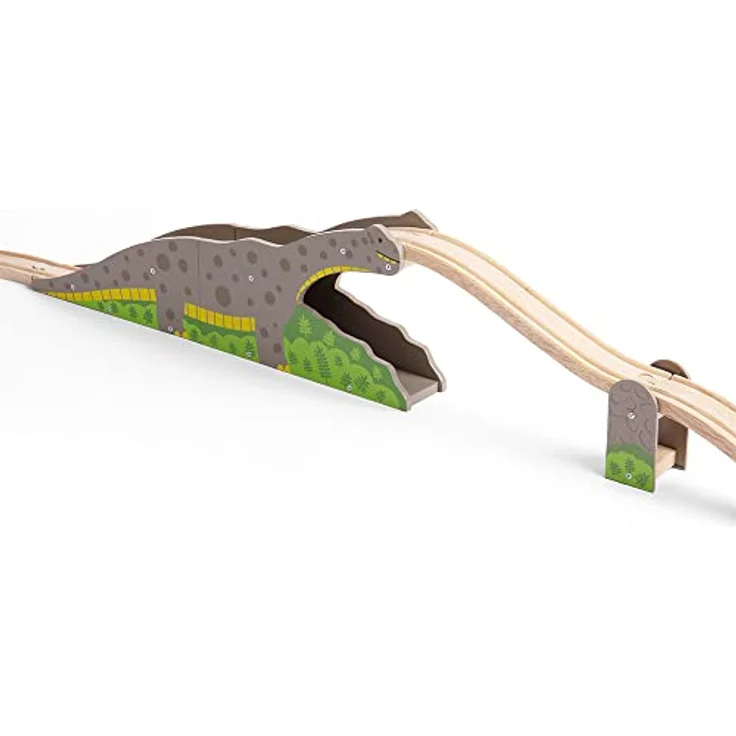 Bigjigs Rail Bronto Riser, Dinosaurier-Spielzeug für Holzeisenbahn mit grau-gepunktetem Brontosaurus, pädagogisches Holzspielzeug für Kinder ab 3 Jahren – Bild 3