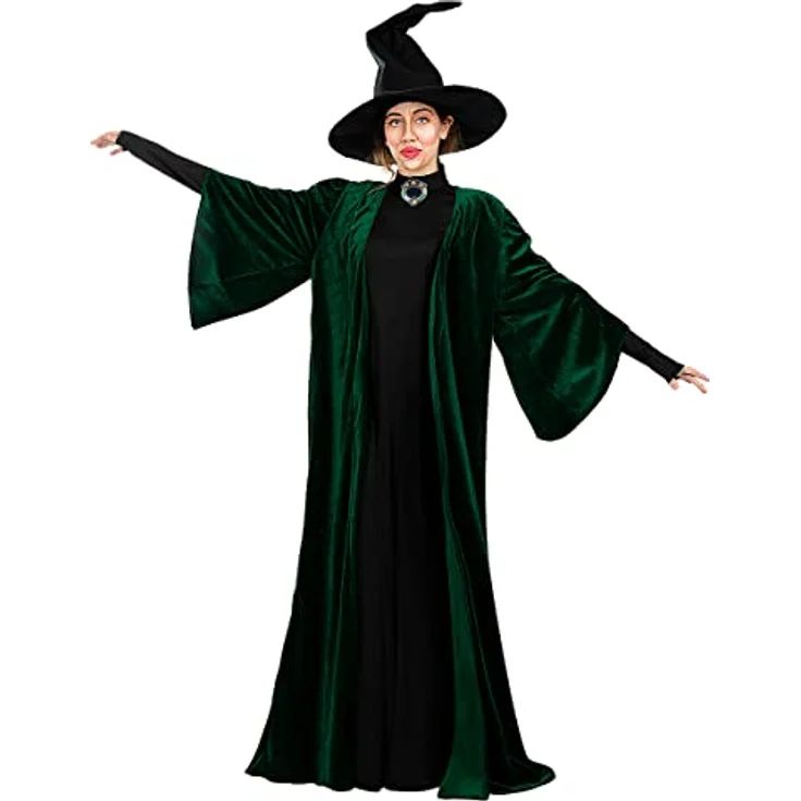Funidelia Minerva McGonagall Kostüm Harry Potter für Damen, Dunkelgrün, Größe S-M, mit Kleid, Tunika und Hut, 100% Polyester, offiziell lizenziert – Bild 4