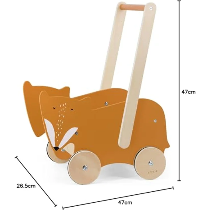 Trixie Baby Lernlaufwagen, Holz, FSC©-zertifiziert, wasserbasiert lackiert, ideal für Laufanfänger, 18m+ – Bild 4