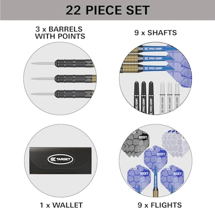 Target Darts Josh Rock Steeldarts 22G Brass Darts, mit festen Nickel Point Spitzen, schwarz PVD-beschichtete Barrel, Pro Grip Schäfte & Pro Ultra Flights, inkl. Dart Case – Bild 5
