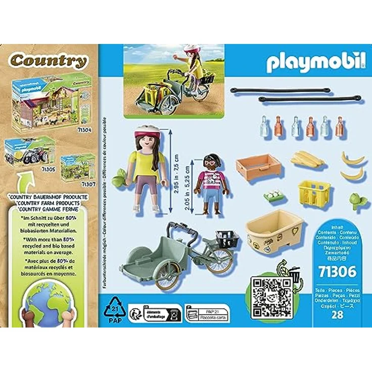 Playmobil® Konstruktions-Spielset Lastenfahrrad (71306), Country, (28 St), teilweise aus recyceltem Material, Made in Europe – Bild 6