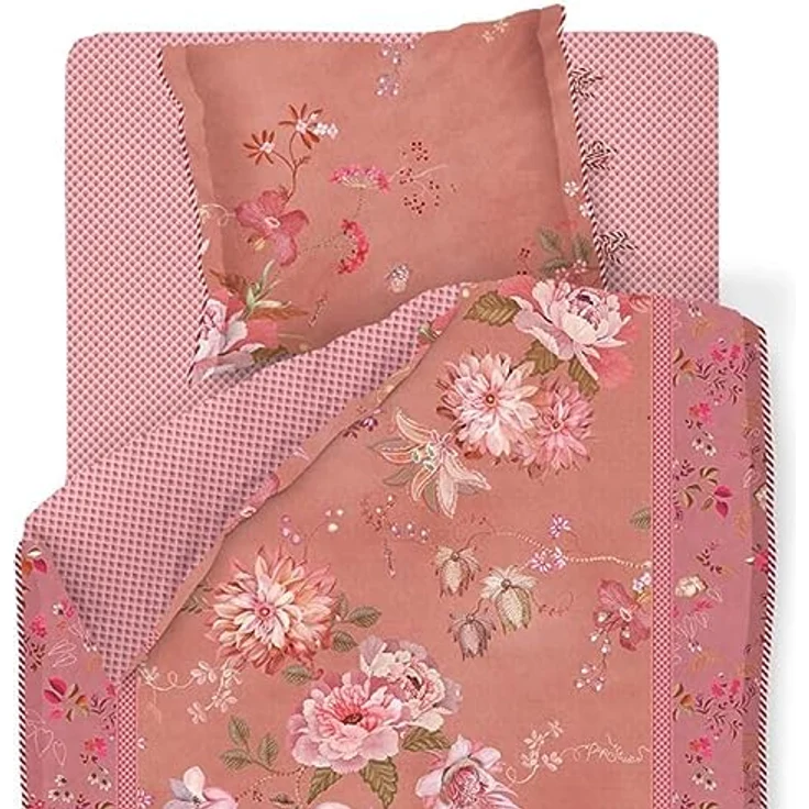 Pip Studio Bettwäsche Tokyo Bouquet Pink Rosa Blumen Blüten Zweige Pflanzen Paspel Perkal Wendeoptik, Größe:Zusatzkissenbezug 40x80 cm – Bild 2
