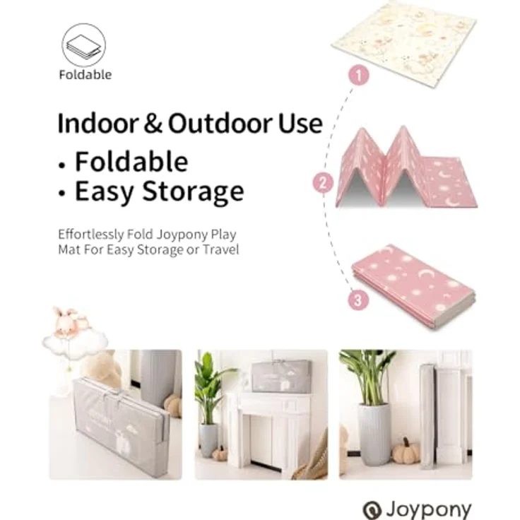 Joypony Krabbelmatte Baby, 180x200 CM Faltbare Spielmatte, Wasserdicht & Rutschfest mit Tragetasche – Doppelseitiges Design für Babys & Kleinkinder – Bild 5