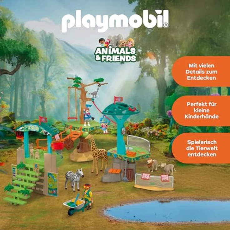 Playmobil Zoo - Klettern in der Wildnis, interaktives Spielset mit beweglichen Tieren und Roll-Futterfunktion – Bild 3