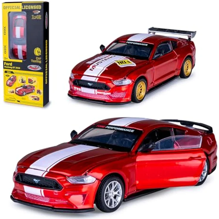 JAMARA Ford Mustang GT Diecast 1:42, Modellauto mit manuell öffnenden Türen, Custom-Tuning Umbaukit, Geschenkidee für Kinder – Bild 1