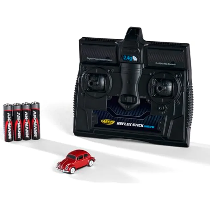 Carson 500504147 1:87 Volkswagen Beetle rot 2.4G 100% RTR - Fahrfertiges Modell, RC Auto, H0 Auto,RC Modell,Diorama Fahrzeug