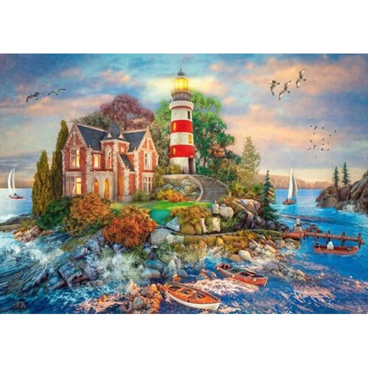 Schmidt Spiele 59716 Leuchtturm am Felsen, 500 Teile Puzzle mit individuell geformten Puzzleteilen und speziellem Mattlack – Bild 2
