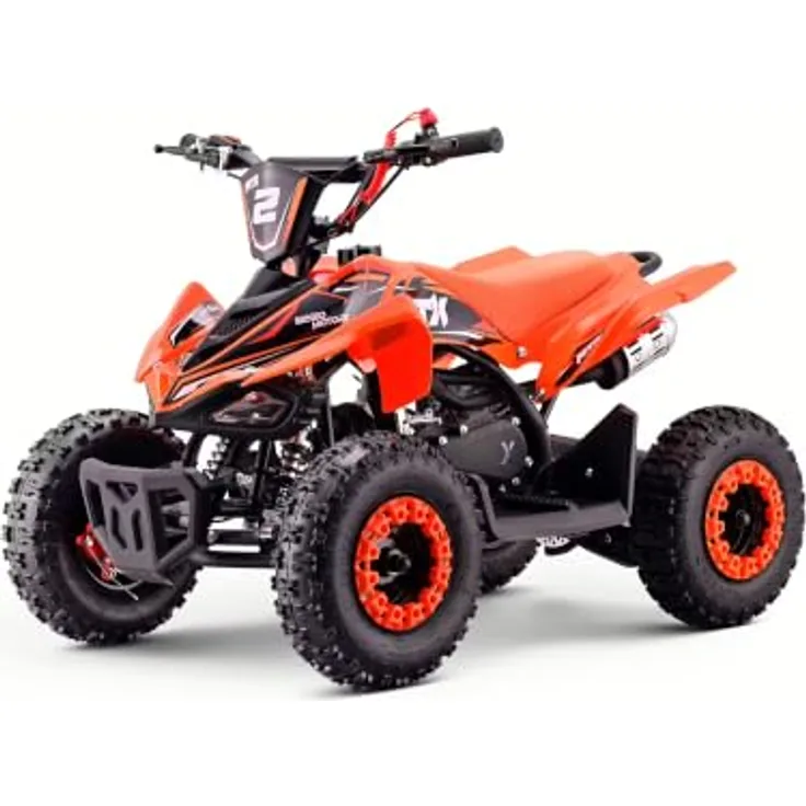 Beneo Motors MTX 49 cc, Benzin-Quad für Kinder mit Zweitaktmotor, Automatikgetriebe, Elektro- und Seilzugstart, Geschwindigkeitsbegrenzung, orange