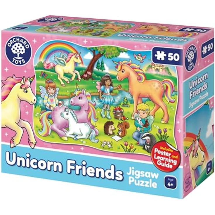 Orchard Toys Unicorn Friends Jigsaw, 50-Piece Shaped Puzzle, Includes Poster and Learning Guide, For Ages 4+, Perfect for Kids who love Unicorns – Bild 1