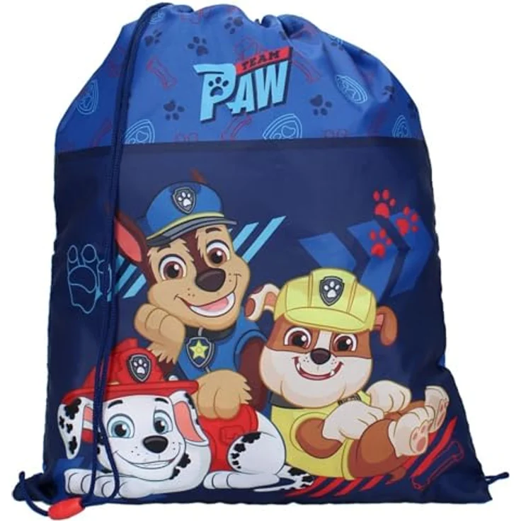 PAW PATROL Turnbeutel "Go Pups Go", blauer Sportbeutel für Kinder, 44 x 36 cm, viel Stauraum für Kleidung und Zubehör – Bild 4