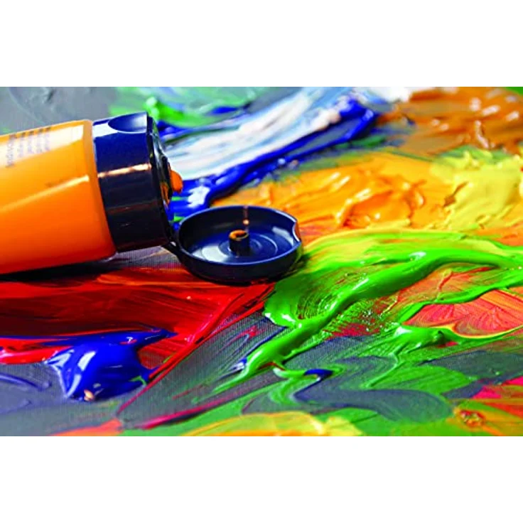Schmincke College Acrylic, Acrylfarbenset mit 5 x 75 ml Tuben, seidenmatt und lichtecht, Grundsortiment in Weiß, Zitronengelb, Zinnoberrot, Ultramarinblau, Schwarz – Bild 4
