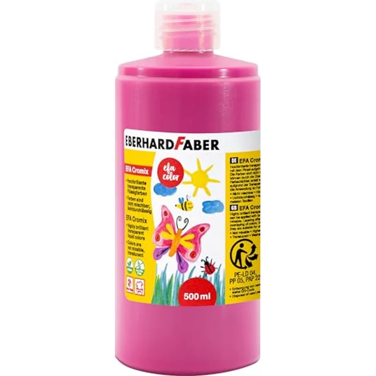 Eberhard Faber Transparentmalfarbe EFA Cromix pink, 500 ml, ungiftige Bastelfarbe für kinderfreundliche Kreativprojekte – Bild 1