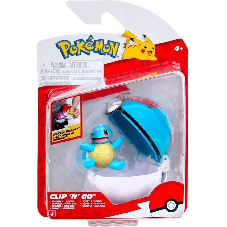 Nintendo Pokémon Squirtle mit Lure Ball Figur, Sammelfigur 5cm, rot