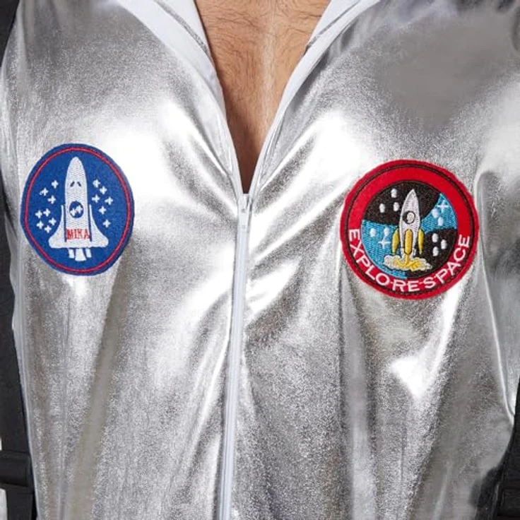 dressforfun Astronauten Kostüm, Silberner Overall für Damen und Herren, Leichtes und pflegeleichtes Polyester, Ideal für Fasching und Karneval - L – Bild 4