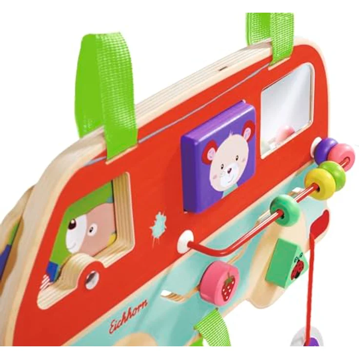 Eichhorn Motorikbrett Motorik-Spielbrett, FSC®-zertifiziert mit Dreh-, Schiebe-, Steck- und Soundfunktion, 29 x 19 cm, für Kinder ab 1 Jahr – Bild 3