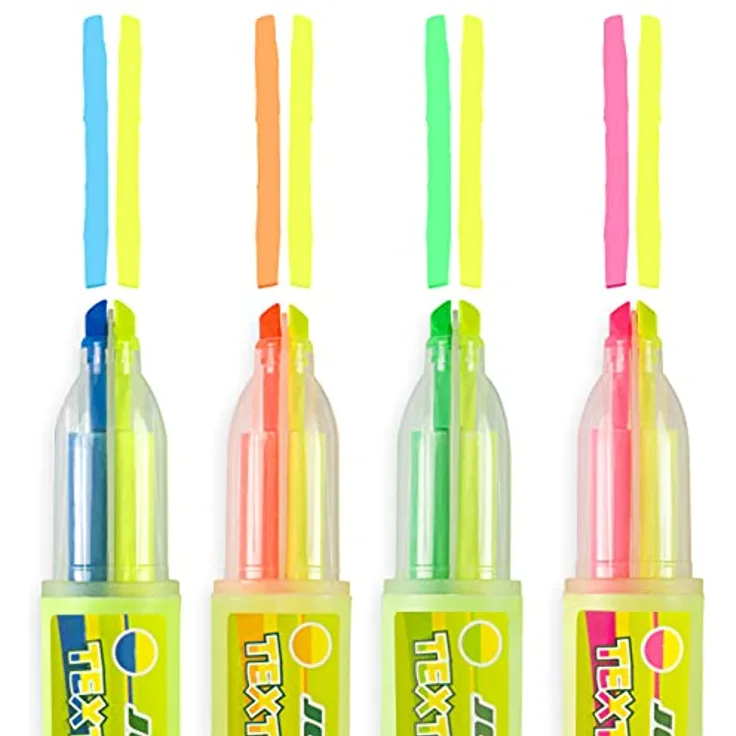 JOLLY 2in1 Doppel Textmarker | 4 Leuchtstifte mit je 2 Farben