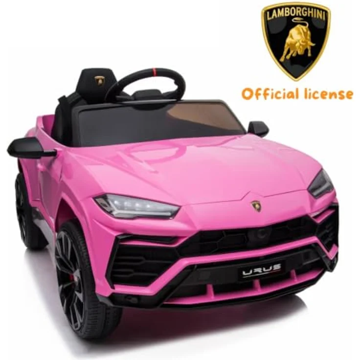 Vrooomy Lamborghini Urus Kinder Elektroauto 12V mit Fernbedienung, geeignet für 1-6 Jahre, rosa, 3-6 km/h, MP3-Player, Sicherheitsgurte, 90% vormontiert – Bild 4