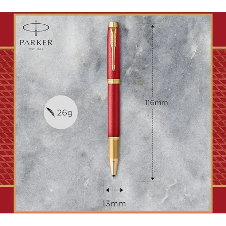 Parker IM Premium G.C. F, Rollerball Schreibstift mit goldenen Zierteilen, rot, 1 x, nachfüllbar – Bild 3