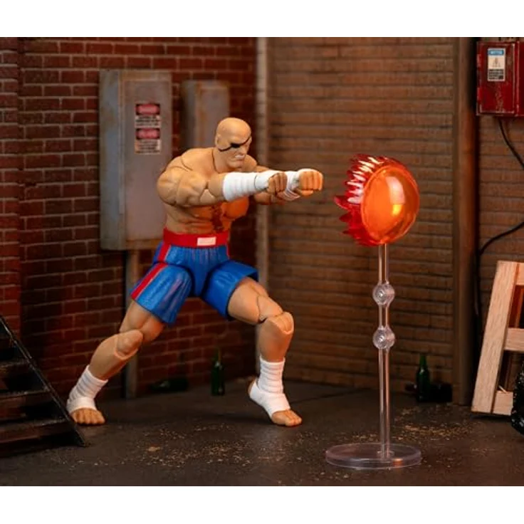 Jada Toys Street Fighter Figur Sagat, 19 cm bewegliche Actionfigur mit alternativem Kopf, Händen und Zubehör, ab 13 Jahre – Bild 3