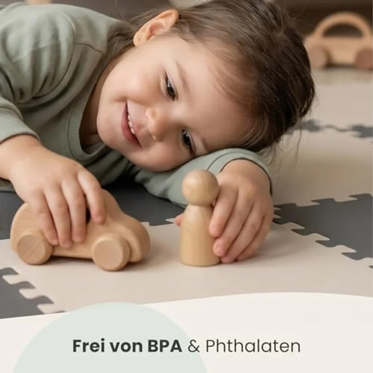 LittleTom Puzzlematte für Kinder, TÜV-geprüfte Krabbelmatte, 18-teilig, 30x30 cm, wasserfest, beidseitig verwendbar, in modernen Pastelltönen – Bild 3