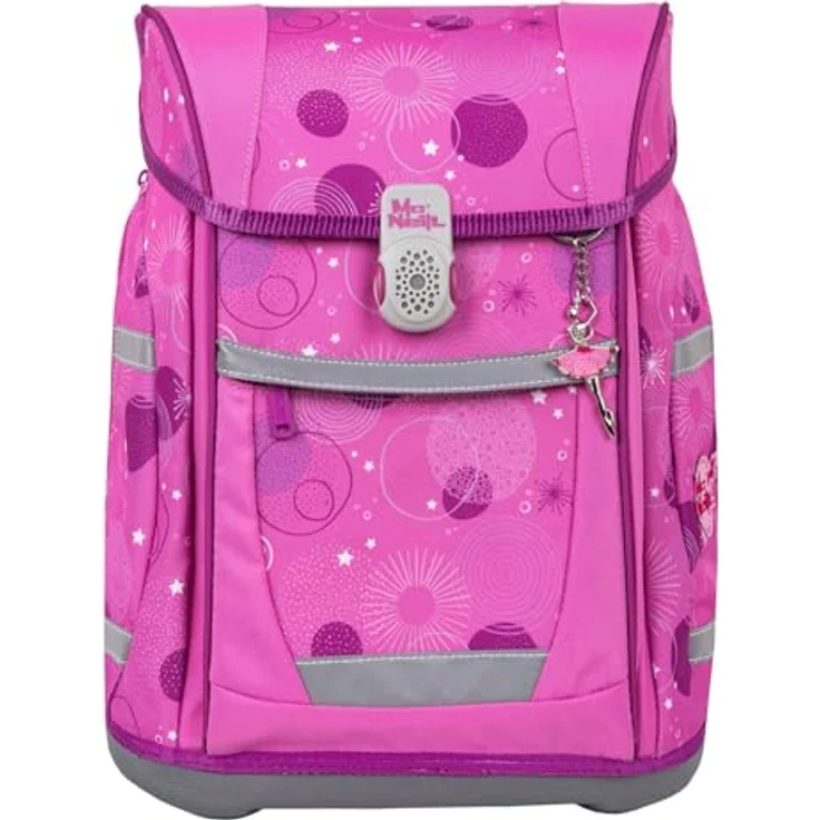 McNeill Schulranzen Tenero, Pinky (Set, 5-tlg) mit Federmäppchen, Turnbeutel, Schlamperrolle & Motivmagnet, leichtgewichtig, ClickFlex Rückensystem, reflektierendes Magnetschloss, gepolsterte Schultergurte – Bild 3